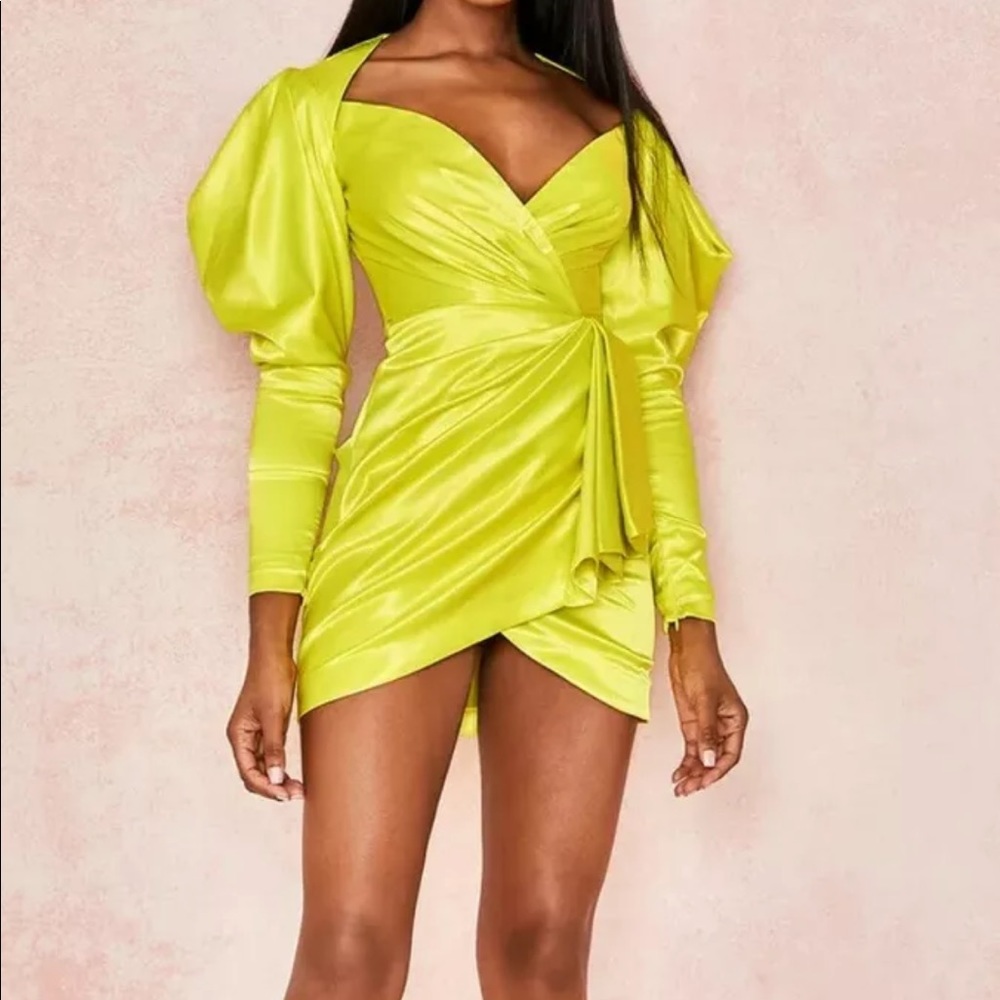 HOUSE OF LONDON CB NELINHA CHARTREUSE LIME DRESS S